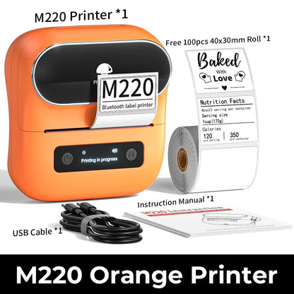 M220 Label Printer 75Mm Thermal Label Maker for Barcode Address Labeling Mailing File Folder Labels for Phone & PC