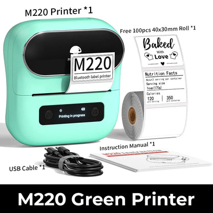M220 Label Printer 75Mm Thermal Label Maker for Barcode Address Labeling Mailing File Folder Labels for Phone & PC
