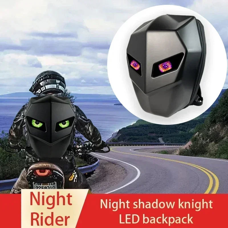 Night Rider Motorcycle LED Tail Bag – Helmet Storage Backpack w/ Bluetooth Display, Large Capacity