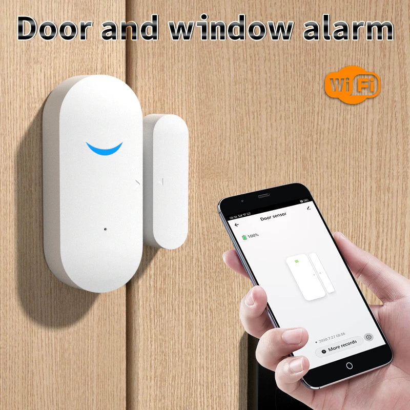 TAIBOAN Tuya Wifi Door Sensor Smart APP Window Sensor Alarm Detector Independent Magnetic Sensor Work with Alexa Google Home