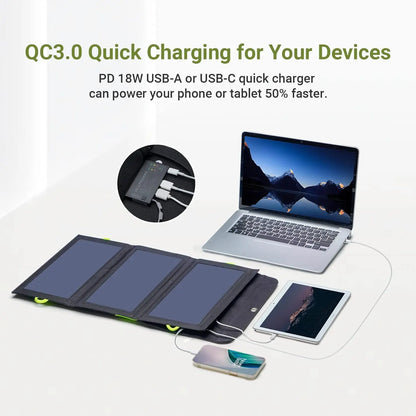 Flexible Foldable Solar Panel 5V 18V High Efficience Solar Battery Charger 21W Solar Phone Charger for Travel Iphone