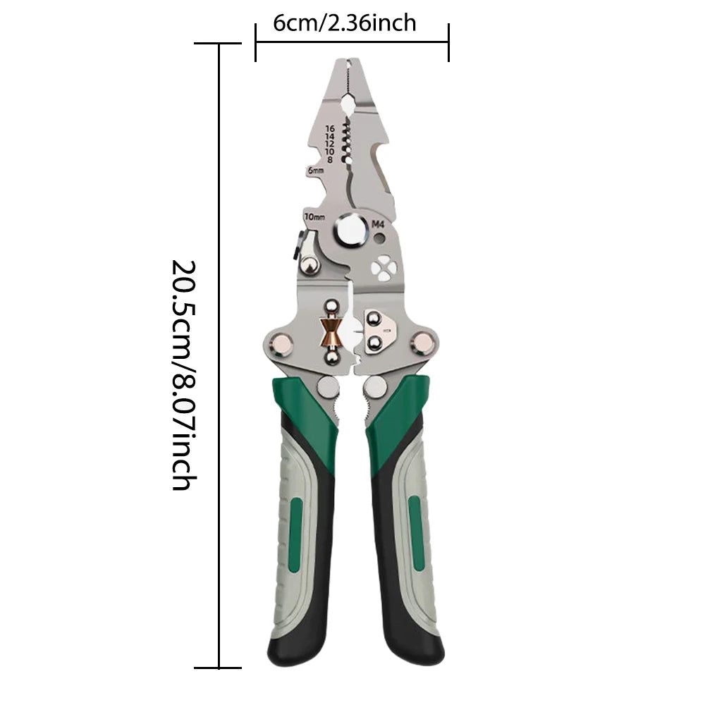 Foldable Wire Stripper, Pulley Design Multi-Function Electrician Wire Splitter Wire Winding Pliers Crimping Pliers Hand Tool