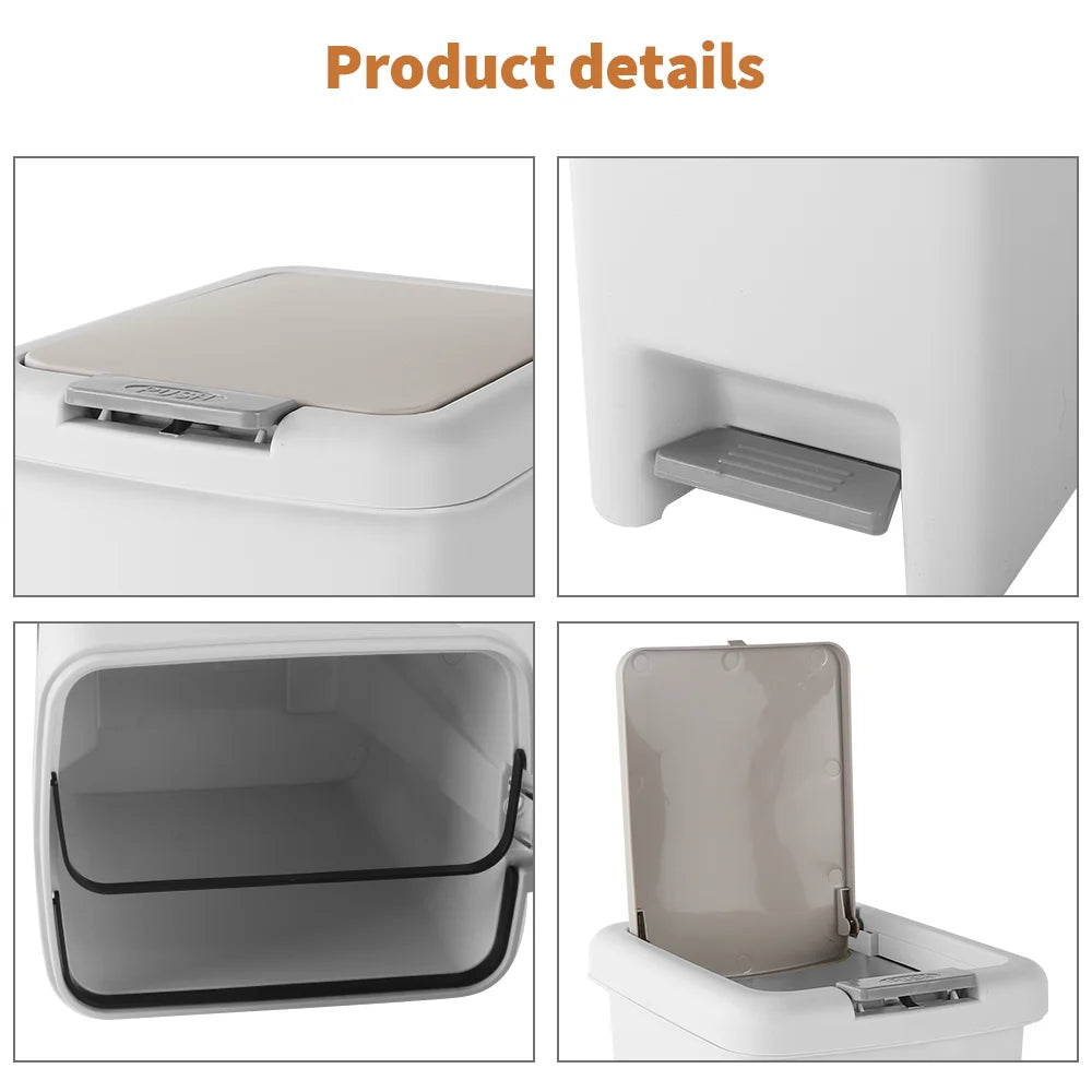 10L 15L 20L Trash Can Garbage Bin Garbage Can with Press Top Lid Kitchen Pedal Trash Can Garbage Storage Box Kitchen Accessories