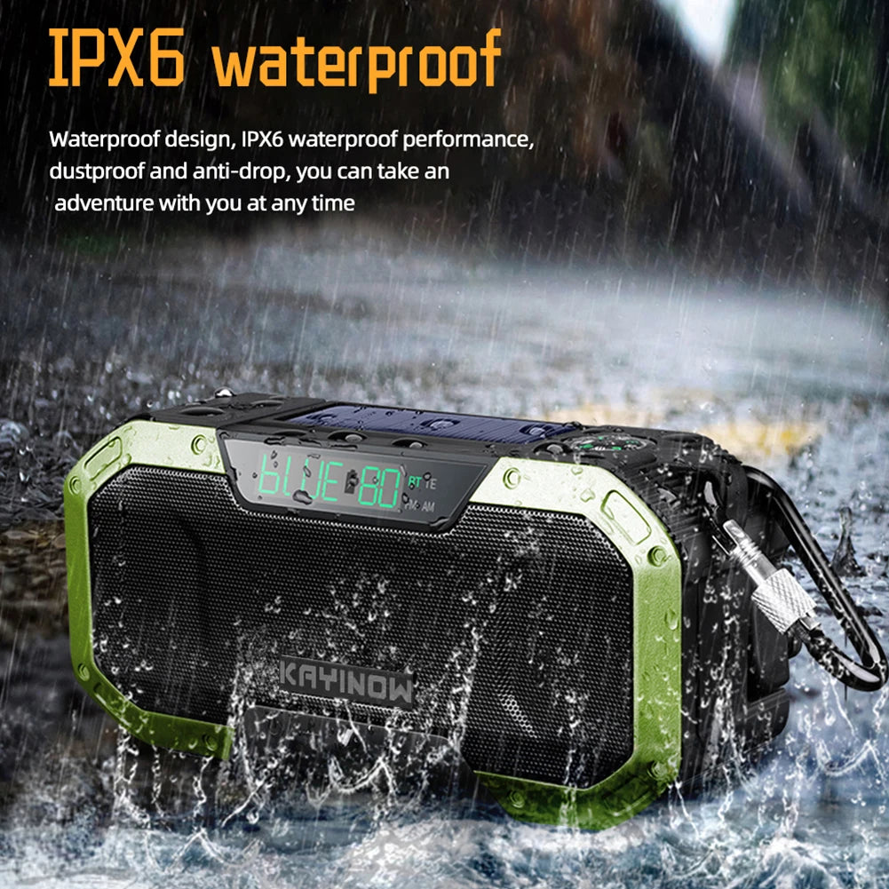 DF-580 Emergency Weather Radio Hand Crank Solar Radio AM/FM IPX5 Waterproof Outdoor Emergency LED Flashlight 5000Mah Power Bank