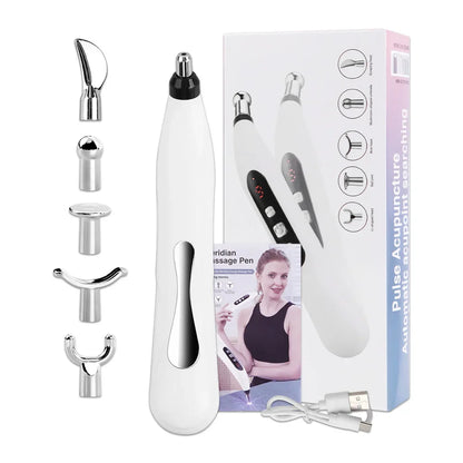 USB Rechargeable Acupuncture Pen 5 Head Laser Meridian Energy Massage Pen Massager for Body Face Neck Leg Therapy Health Care