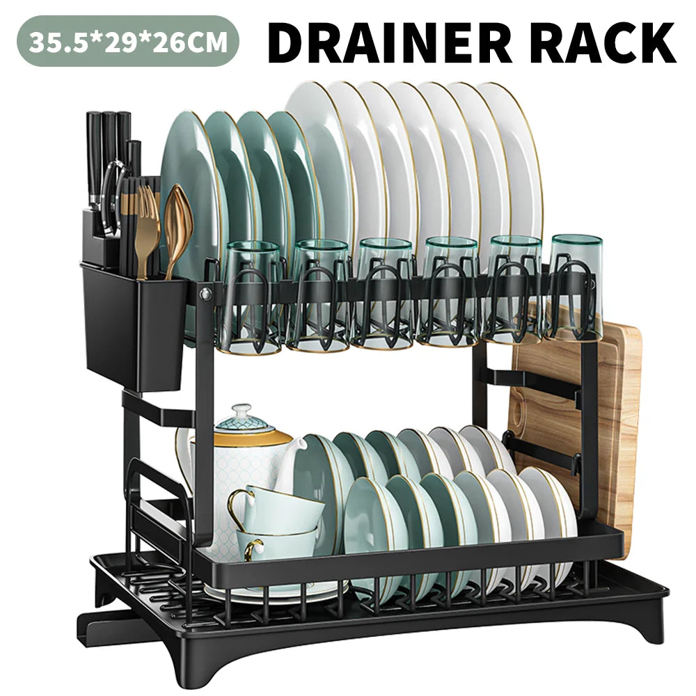 Drainer Rack Kitchen Sink Kitchen Adjustable Plates Organizer Dish Bowl Drainer Storage Rack Cutlery Storage Holder
