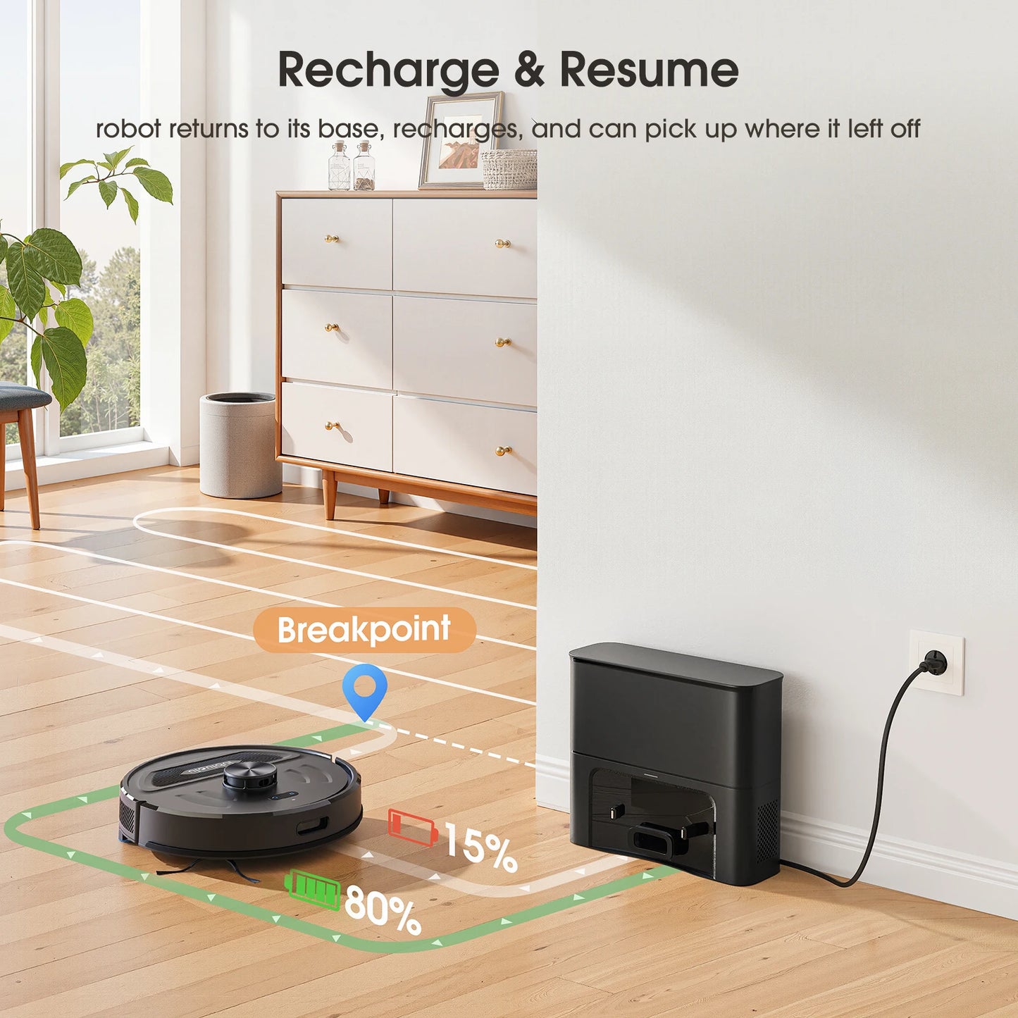 L20 Max Robot Vacuum Mop 60-Day Self-Emptying Lidar Navigation 5500Pa Suction Y-Mopping, App Control 120Min Run