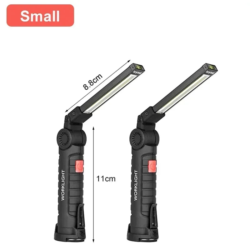 Multifunctional Folding Work Light Portable Camping Light USB Rechargeable Flashlight with Built-In Battery Magnetic Lamp