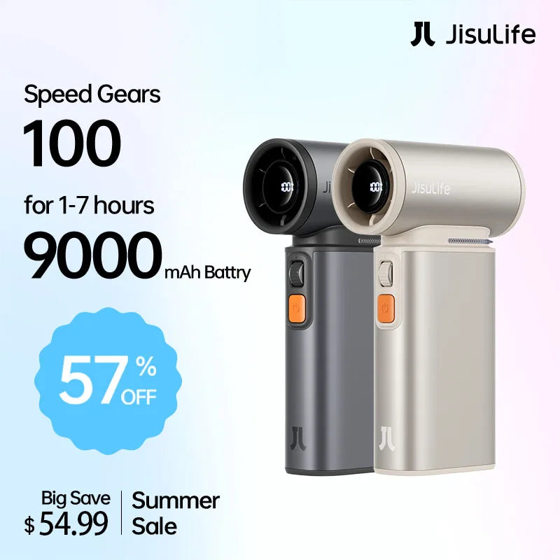 Portable Turbo Handheld Fan, 100 Winds Speeds Adjustable, 9000 Mah Rechargeable Battery, LED Display, Outdoor Camping
