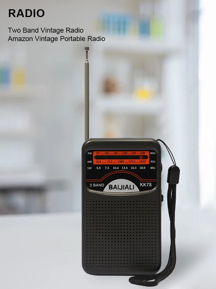 Digital Radio LCD Display Stereo Radio Battery Operated Pocket Pointer Radio Telescopic Antenna for Indoor Outdoor Emergency Use