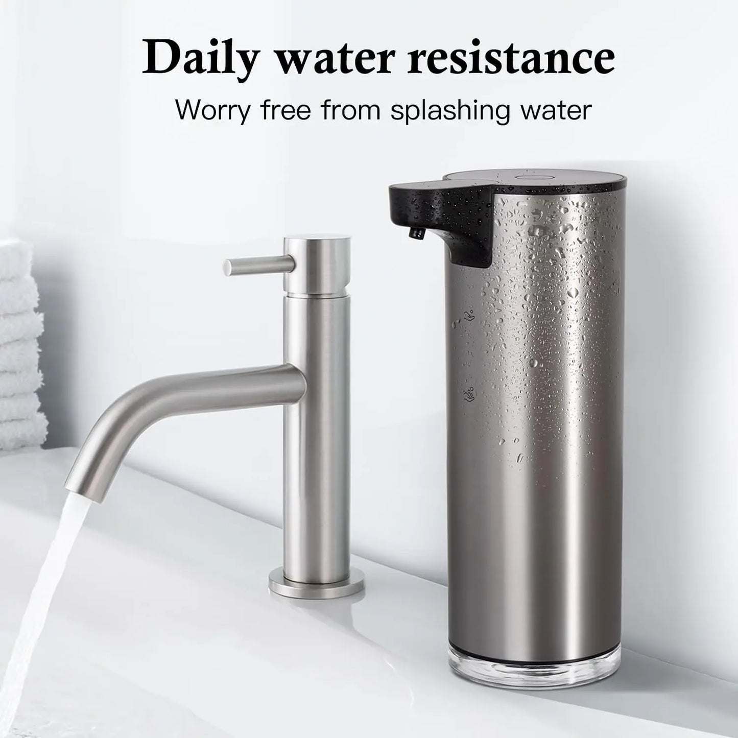 Automatic Foaming Soap Metal Dispenser Rechargeable Touchless Foam Hand Soap Dispenser Water-Resistant for Bathroom