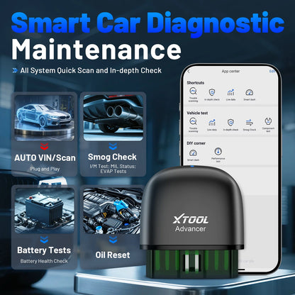 Advancer AD20PRO OBD2 Bluetooth Scanner Full System Car Diagnostic Tool Obd2 Scanner Oil Reset & Battery Tests Code Reader