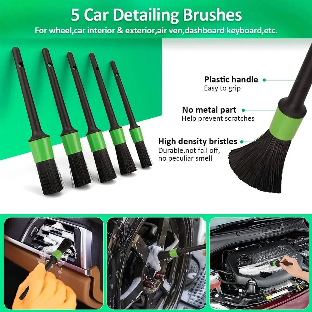 Detailing Brush Set Power Scrubber Drill Brushes Car Polish Pads Car Cleaning Brush for Car Air Vents Rim Dirt Dust Clean Tools