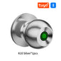 Fingerprint Safe Electronic Lock Door Handle Stainless Steel round Door Knob Rotation Lock Doorknob Lock with Key Tuya App Home