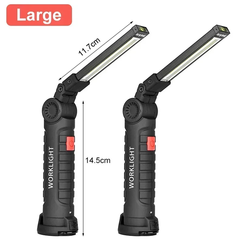 Multifunctional Folding Work Light Portable Camping Light USB Rechargeable Flashlight with Built-In Battery Magnetic Lamp