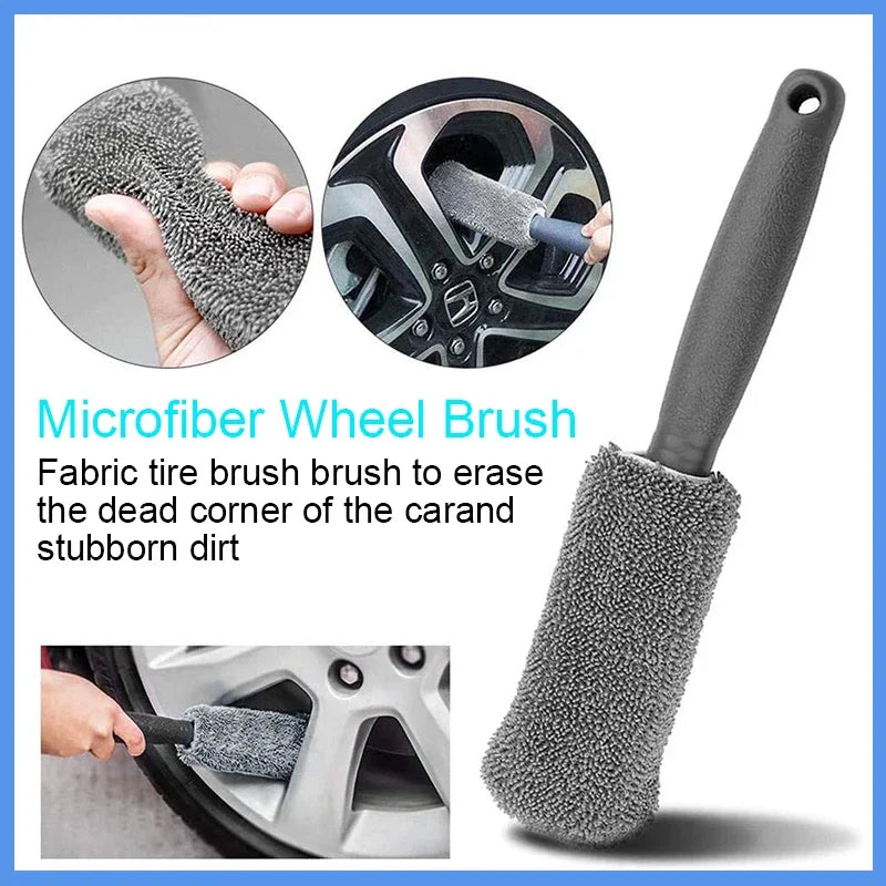9Pcs Car Wash Cleaning Set Microfiber Towels Blush Sponge Wash Glove Polish Care Applicator Pads Auto Detailing Washing Tools