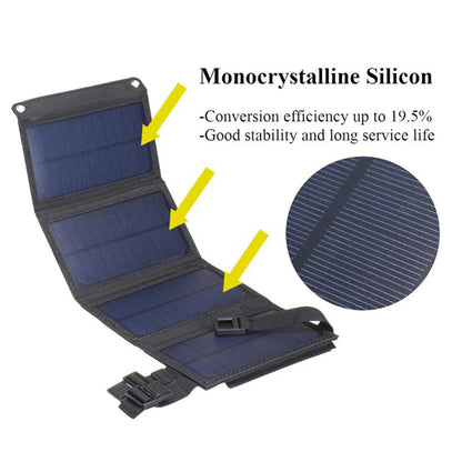 20W Foldable Solar Panel 5V USB Solar Cell Portable Waterproof Solar Panel Mobile Phone Battery Charger Outdoor Phone Power Bank