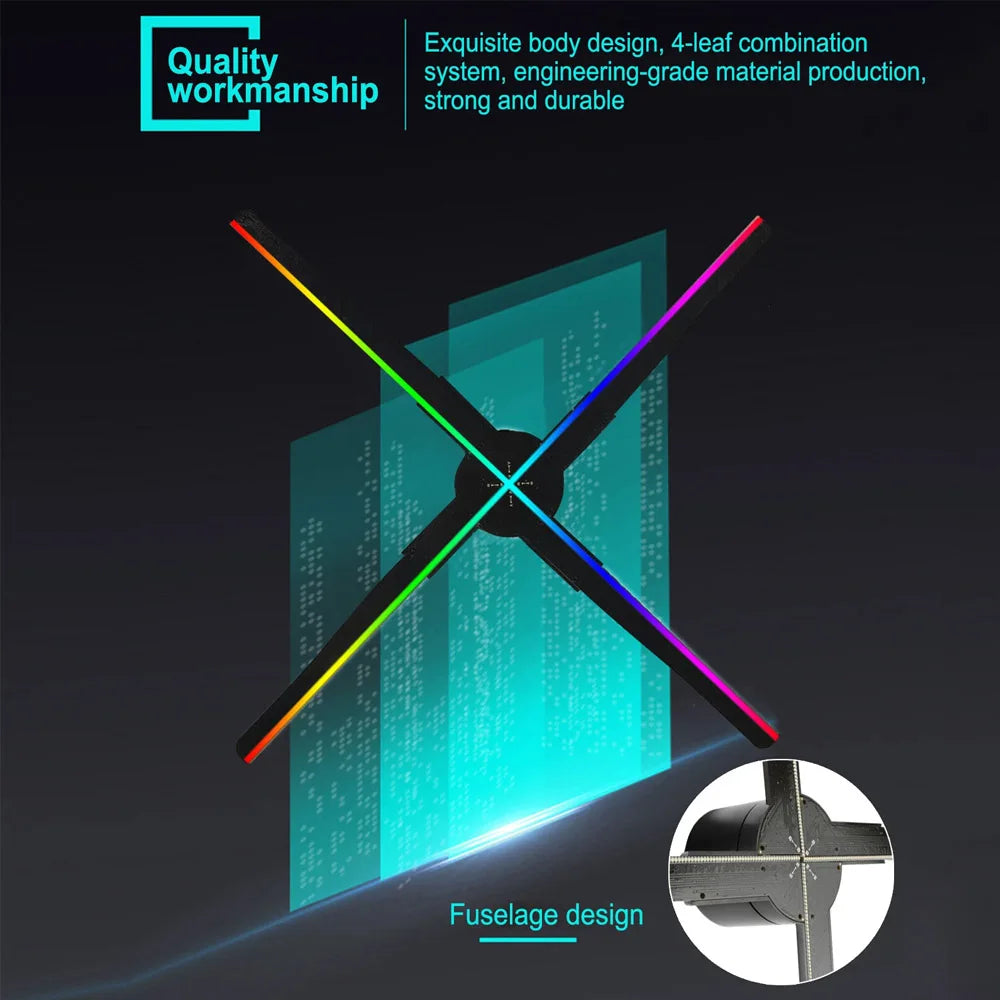 Advertising 3D Holographic Fan Screen Stereoscopic Display Suspended Project Lamp 42Cm Suspended Imaging Advert Machine