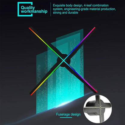 Advertising 3D Holographic Fan Screen Stereoscopic Display Suspended Project Lamp 42Cm Suspended Imaging Advert Machine