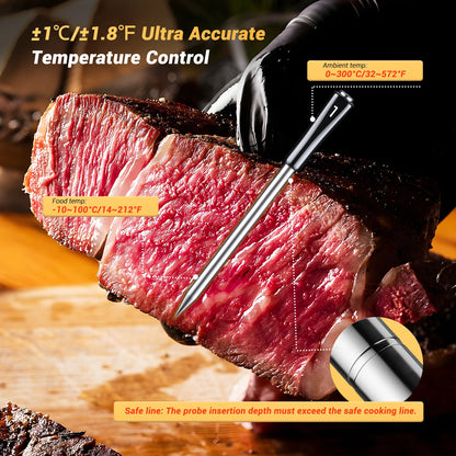 INT-14-BW Three-Mode Wireless BBQ Thermometer with 4 Probes IP67 Waterproof Wifi Bluetooth Meat Thermometer for BBQ Oven