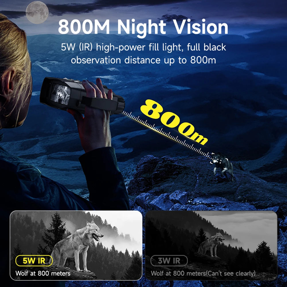 4K Night Vision Binoculars 800M Night Range Infrared Night Vision Telescope Camera 10X Digital Zoom Infrared Goggle for Hunting