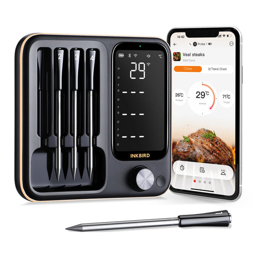 INT-14-BW Three-Mode Wireless BBQ Thermometer with 4 Probes IP67 Waterproof Wifi Bluetooth Meat Thermometer for BBQ Oven