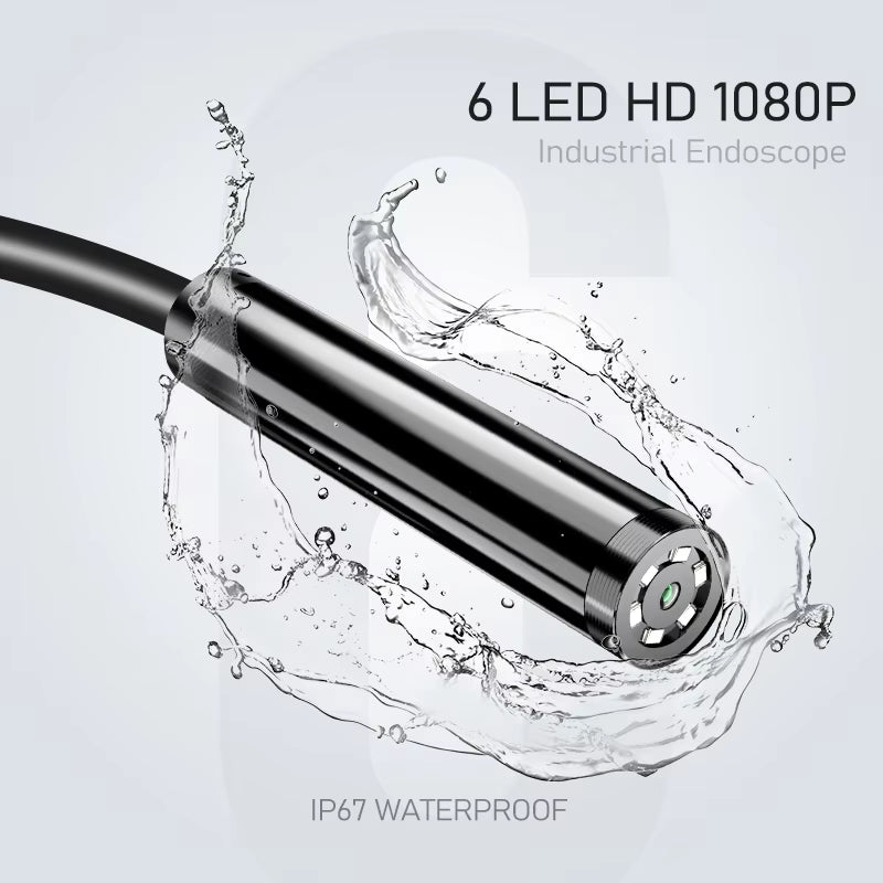 HD1080P 5.5Mm 4.3" LCD Screen Inspection Cameras IP67 Waterproof Borescope with 6 Adjustable LED Lights Semi-Rigid Cord for Men